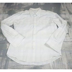 7 diamonds Shirt mens Extra Large white plaid button up long sleeve collared